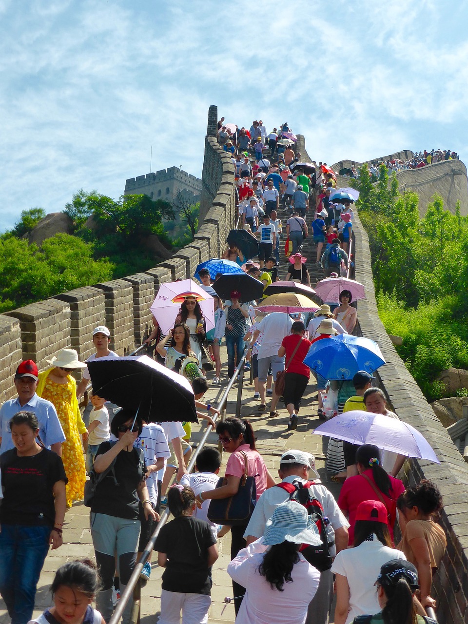 tourists great wall of china chinese free photo