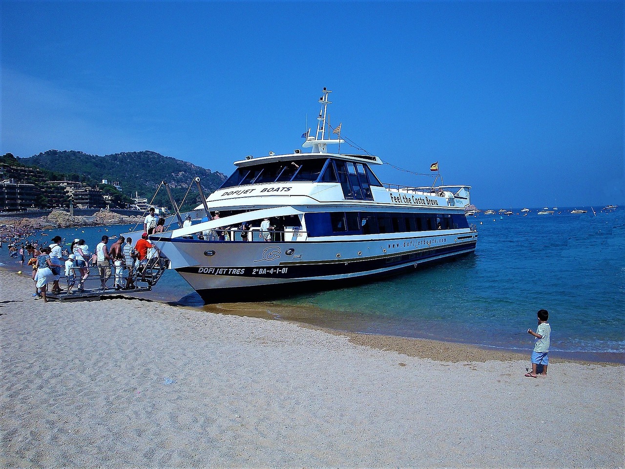 tourists child the mediterranean sea free photo