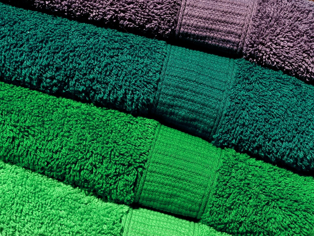 towels green grey free photo