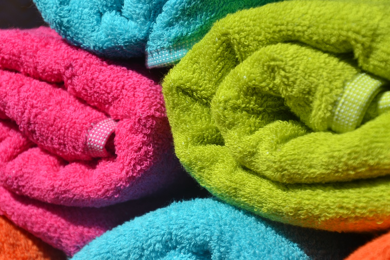 towels  colorful  rolled free photo