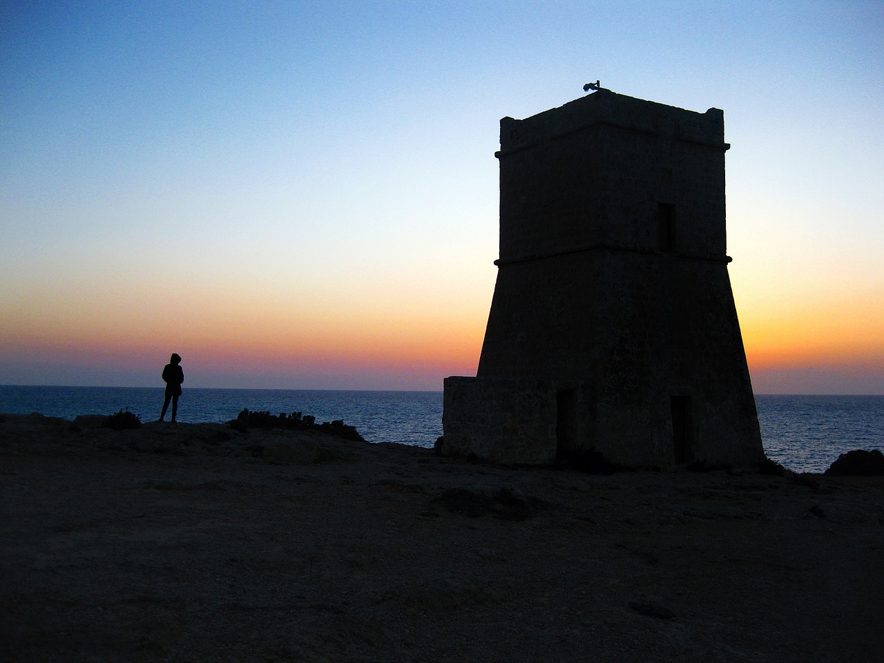 tower sunset person free photo