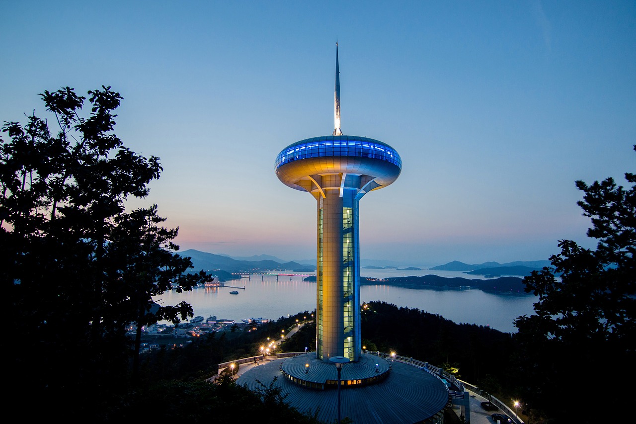 wando tower light evening free photo