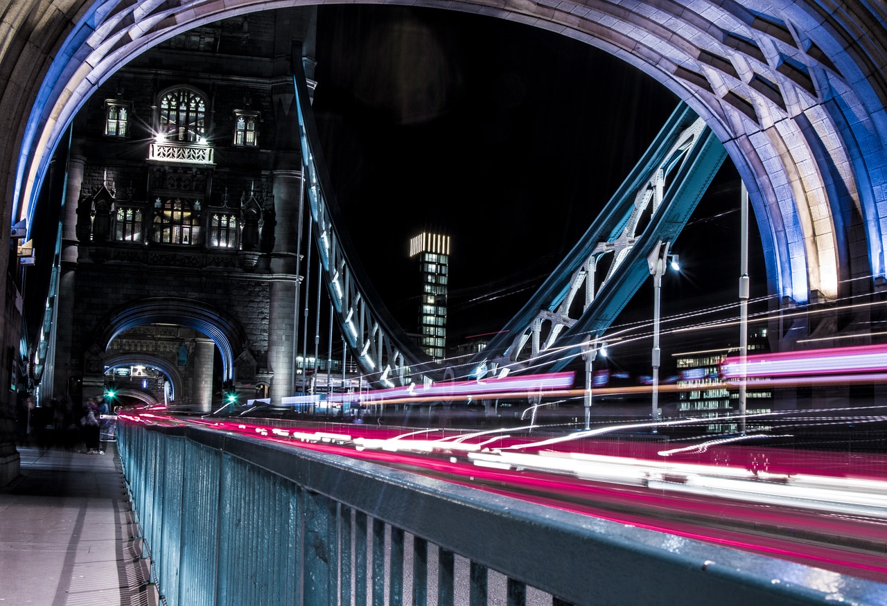 tower bridge light trails london free photo