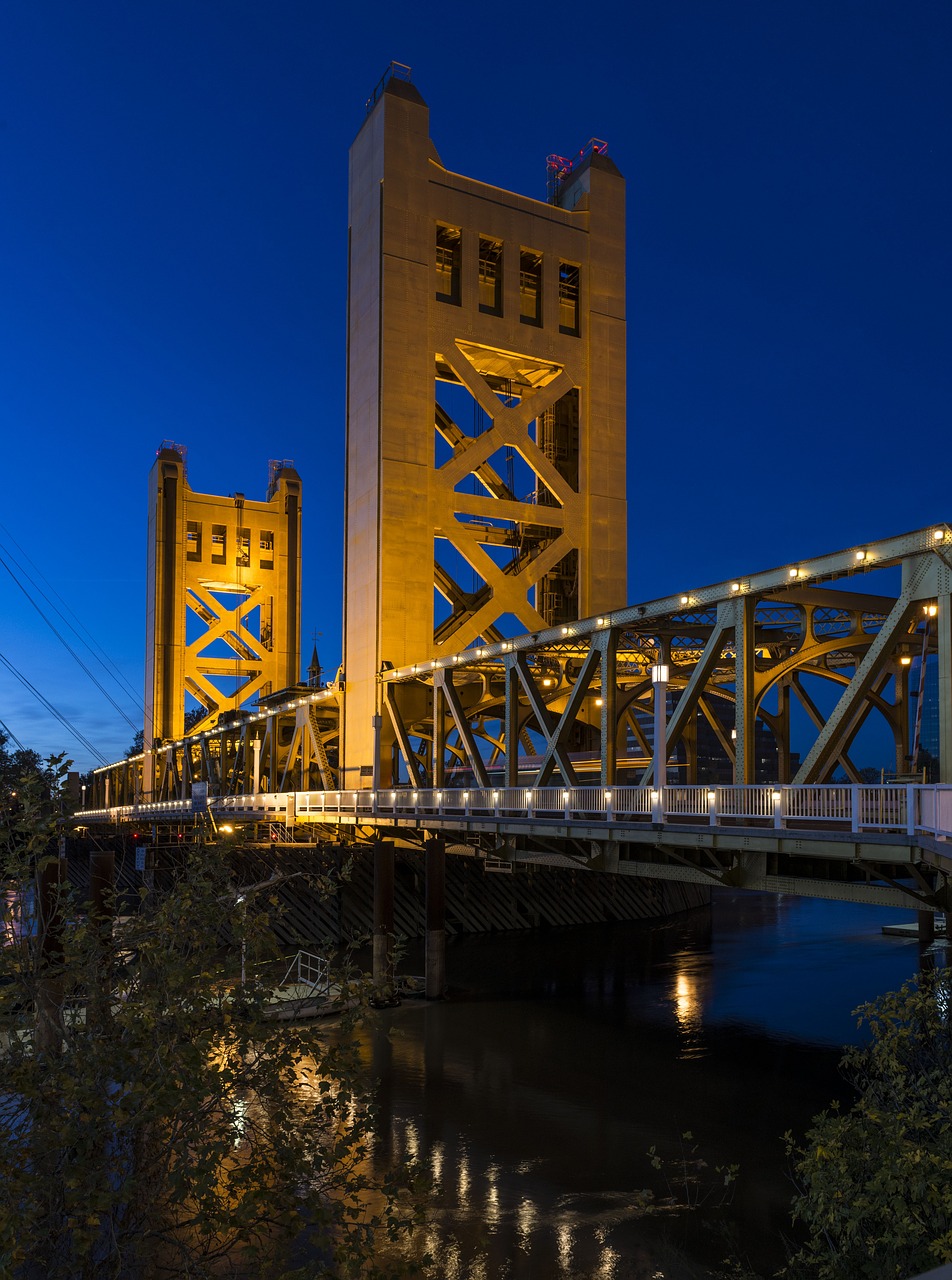 tower bridge sacramento yolo county california free photo
