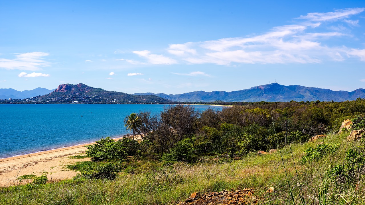 townsville beach clear day castle hill free photo