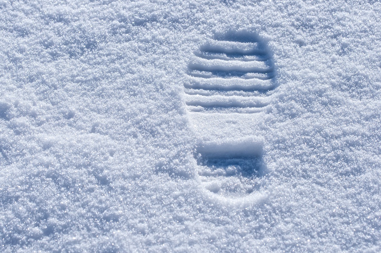 trace snow lane footprint free photo