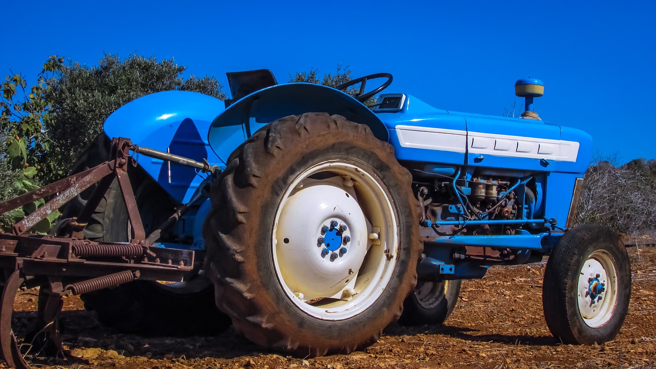 tractor blue agriculture free photo