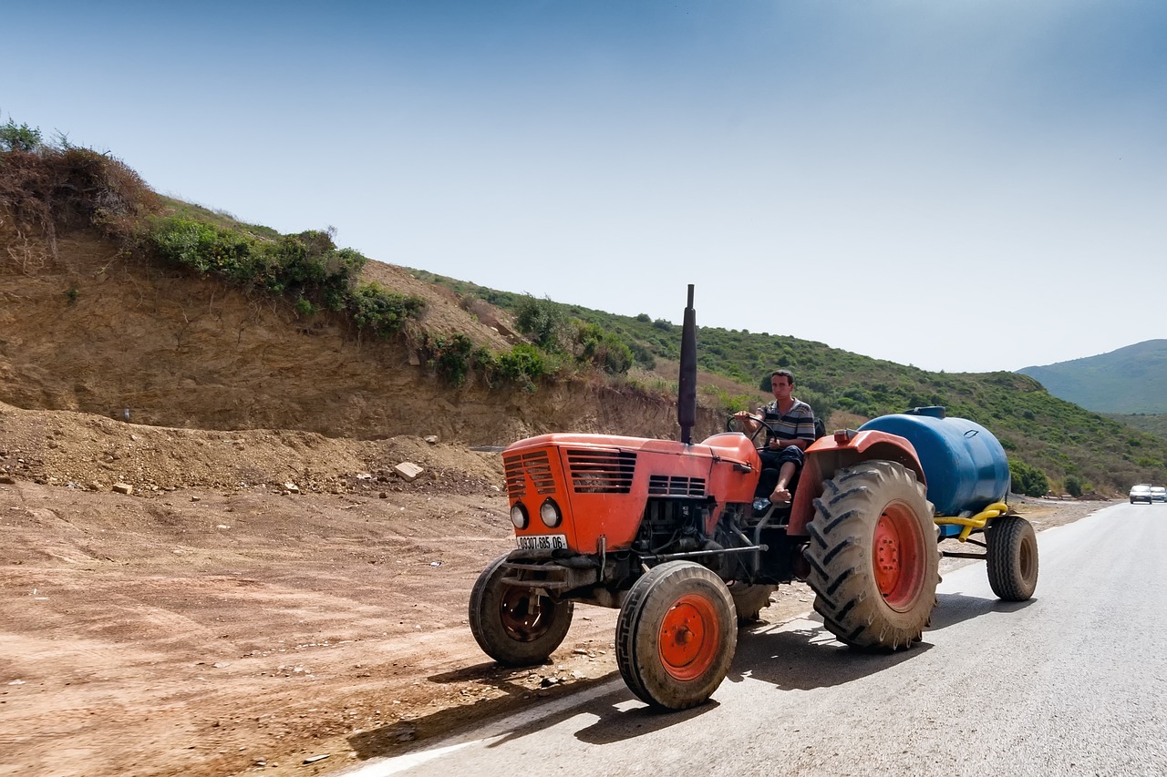 tractor road algeria free photo