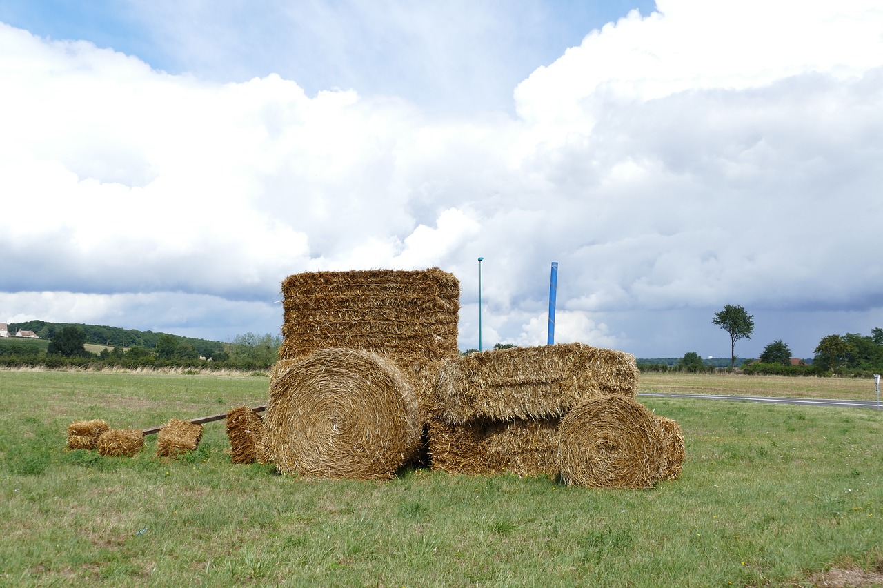 tractor hay hay bale free photo