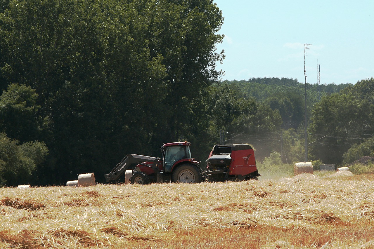 tractor work in the fields hay free photo