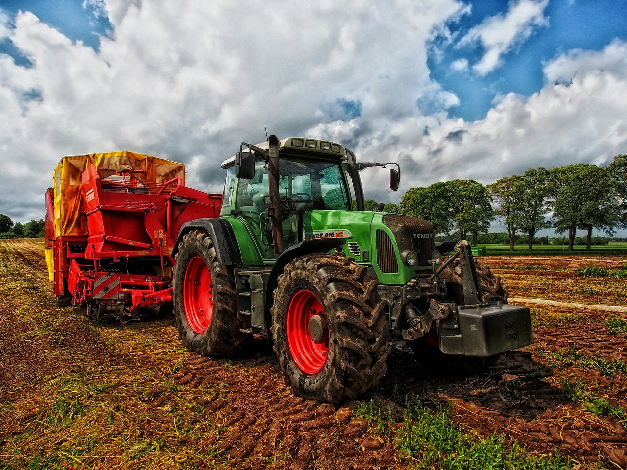 tractor grain mixer rural free photo