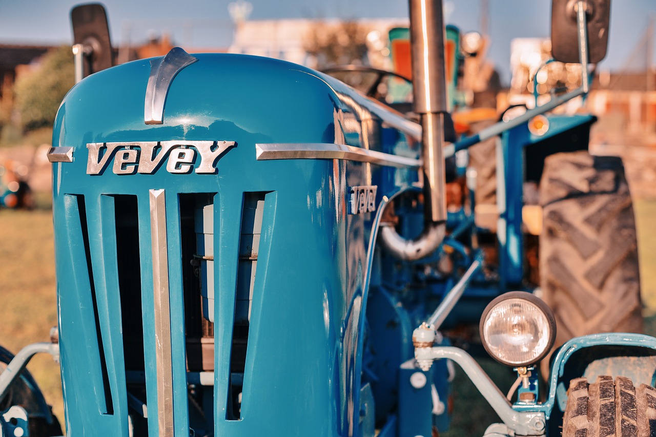 tractor  blue  agricultural machine free photo