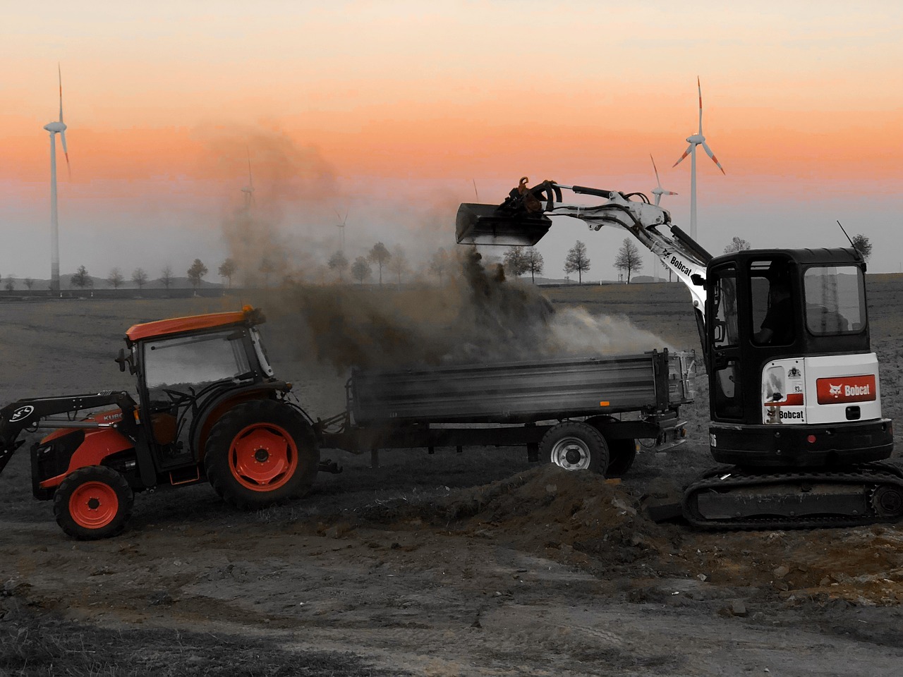tractor  trailers  excavators free photo