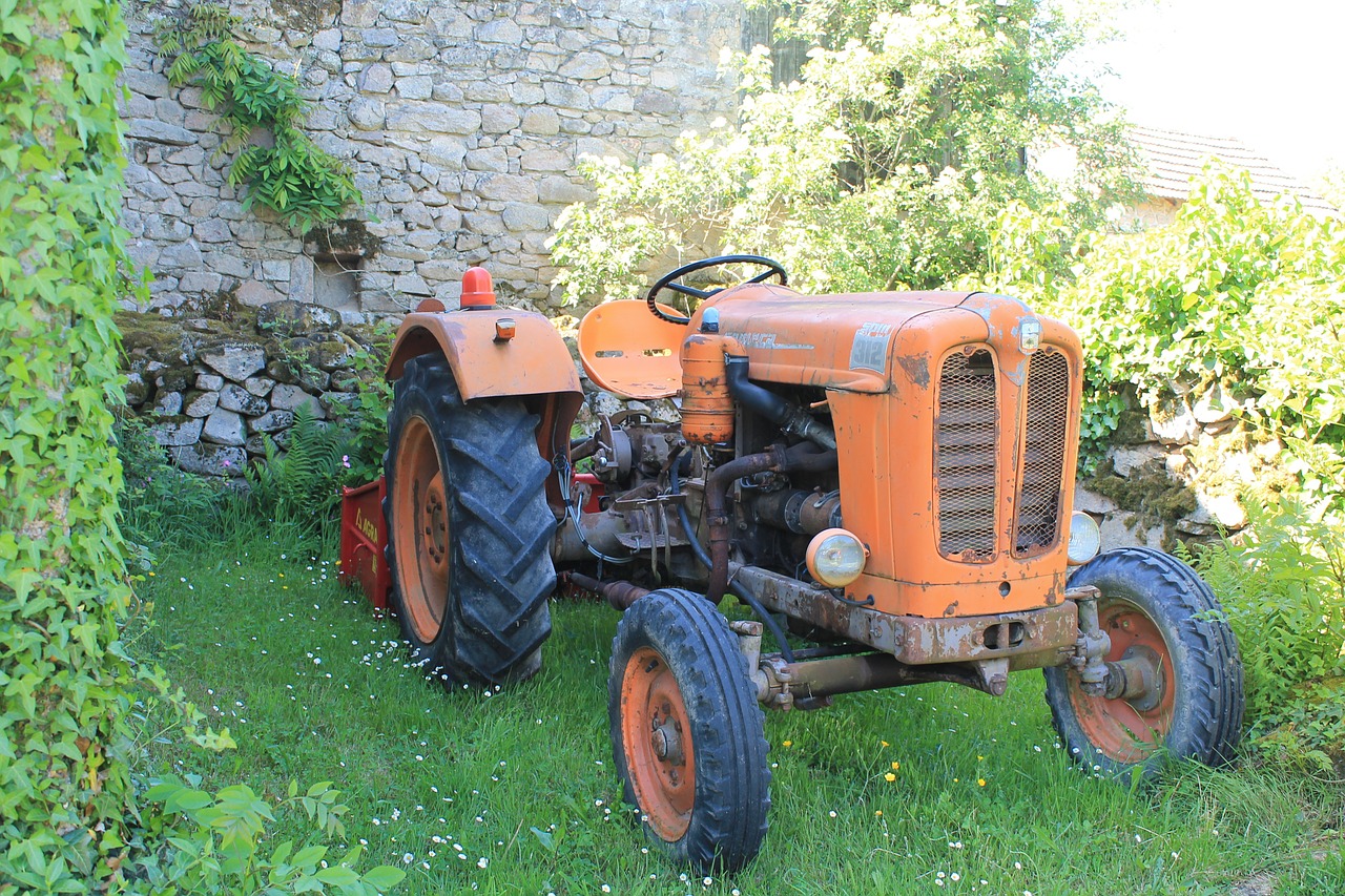tractor orange agricultural free photo
