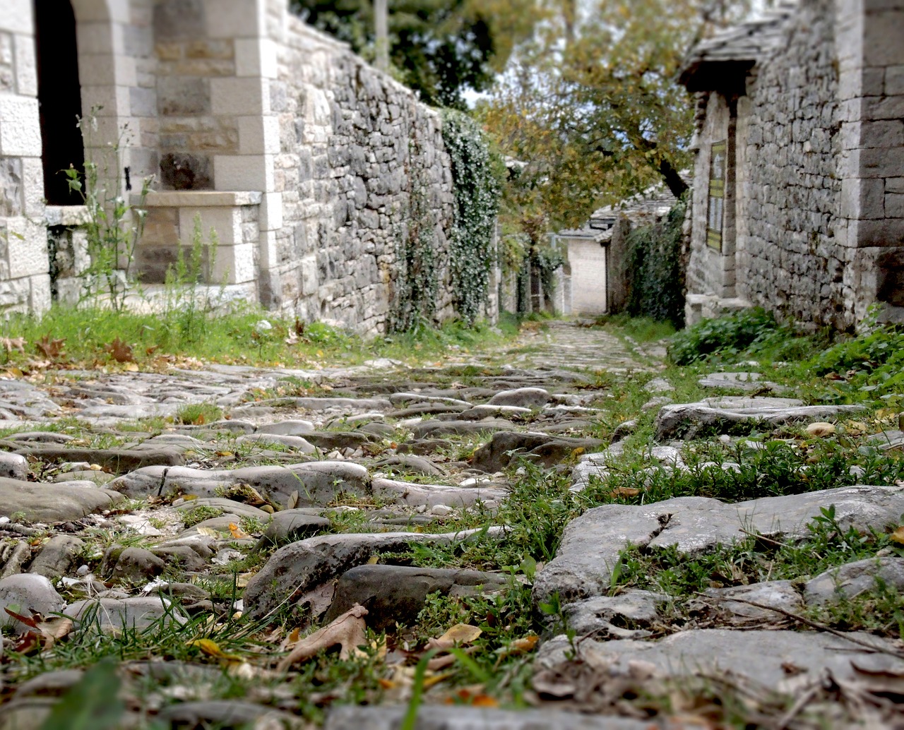 traditional village greece path free photo