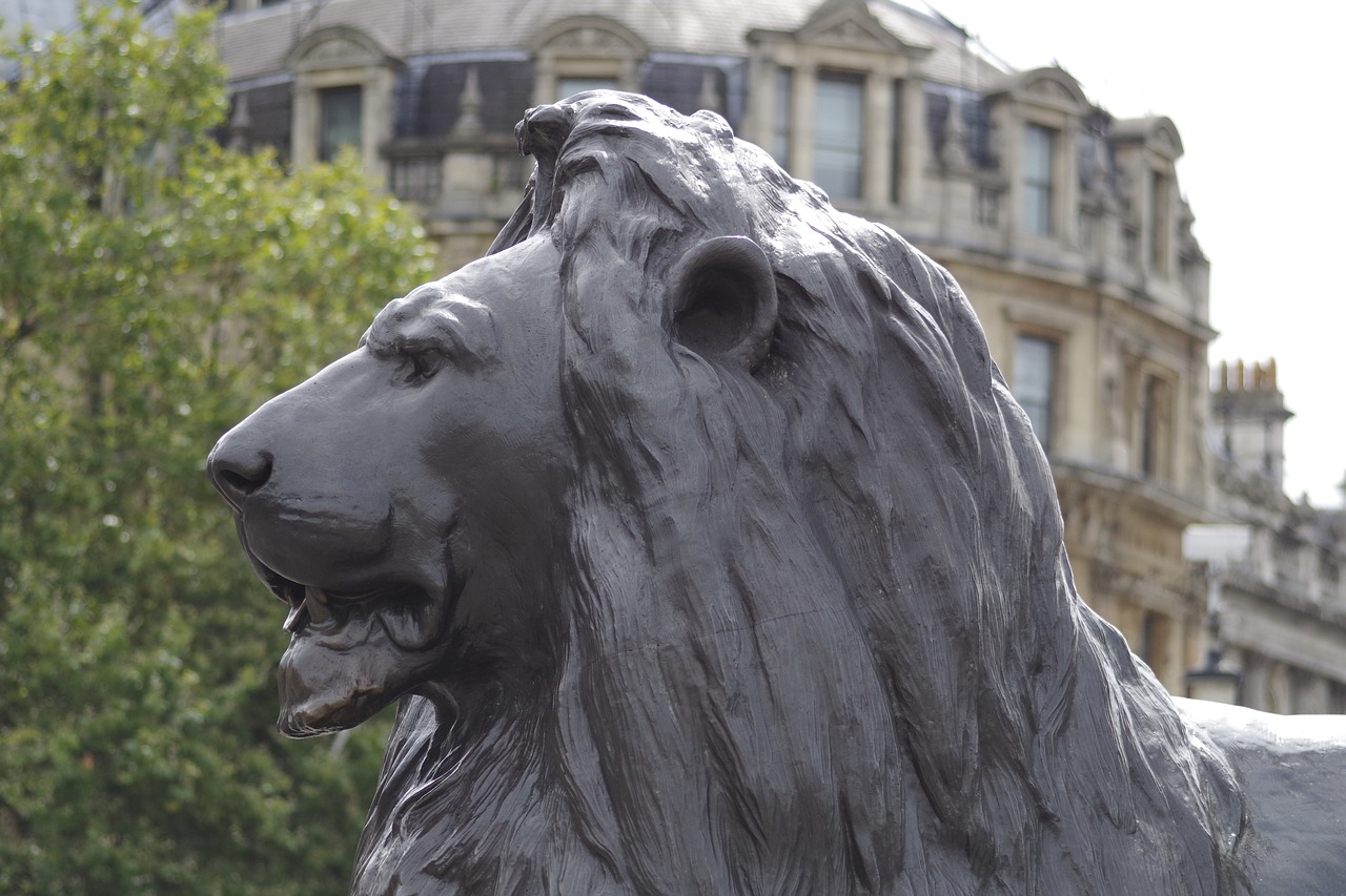trafalgar square lion statue free photo