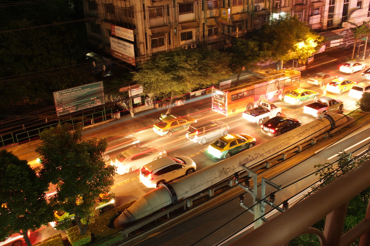 traffic night thai free photo