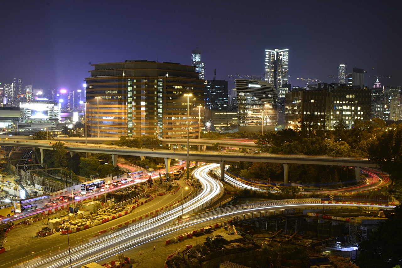 traffic hong kong nightlife free photo