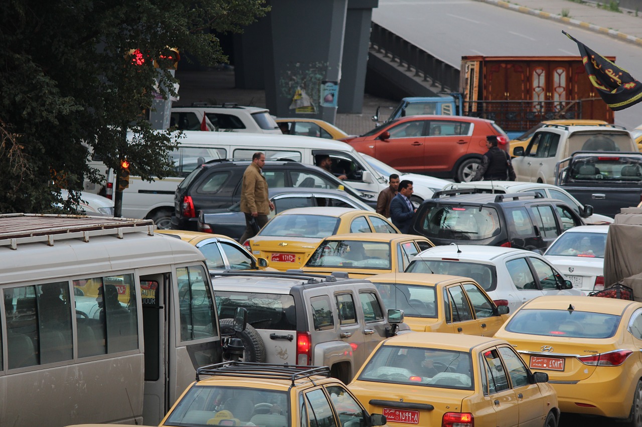 traffic traffic jam baghdad free photo