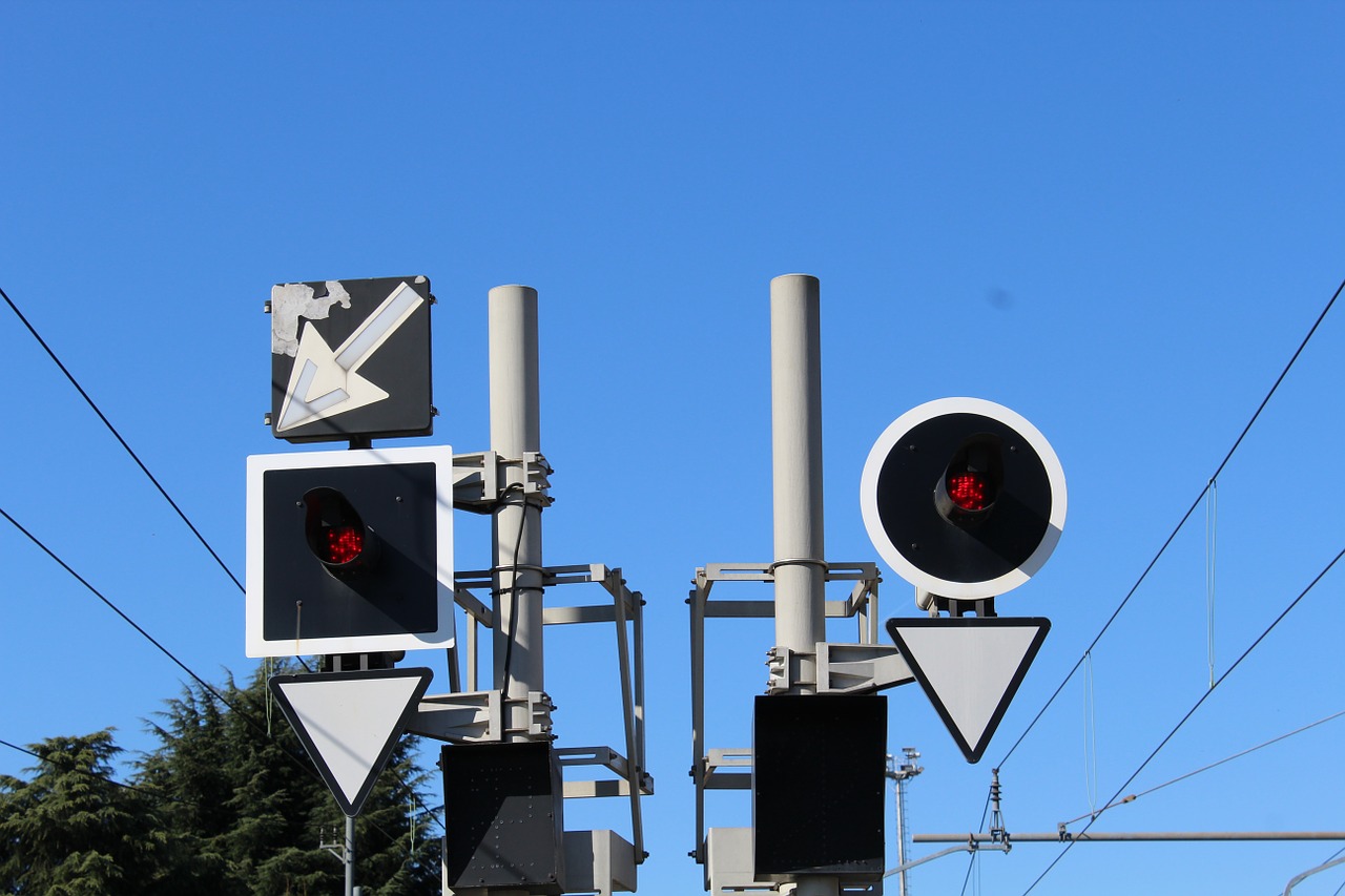 traffic lights for trains railway station report free photo