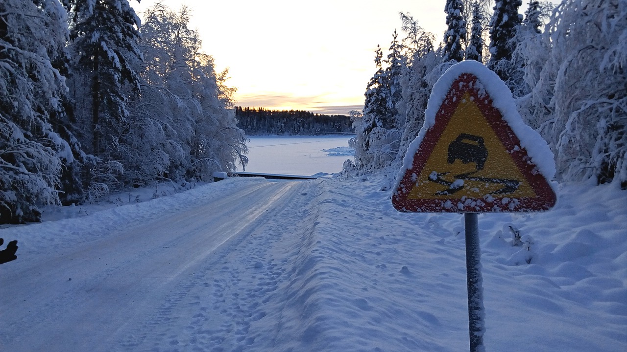 traffic sign snowy winter mood free photo