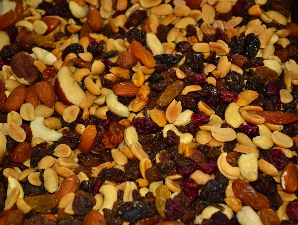 trail mix nuts raisins free photo