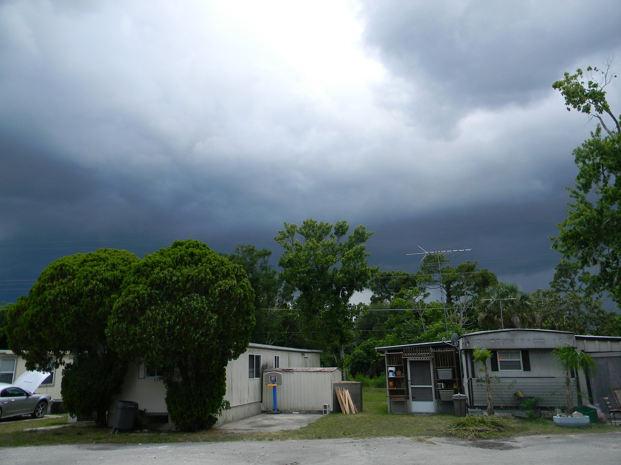 trailer park clouds sky free photo