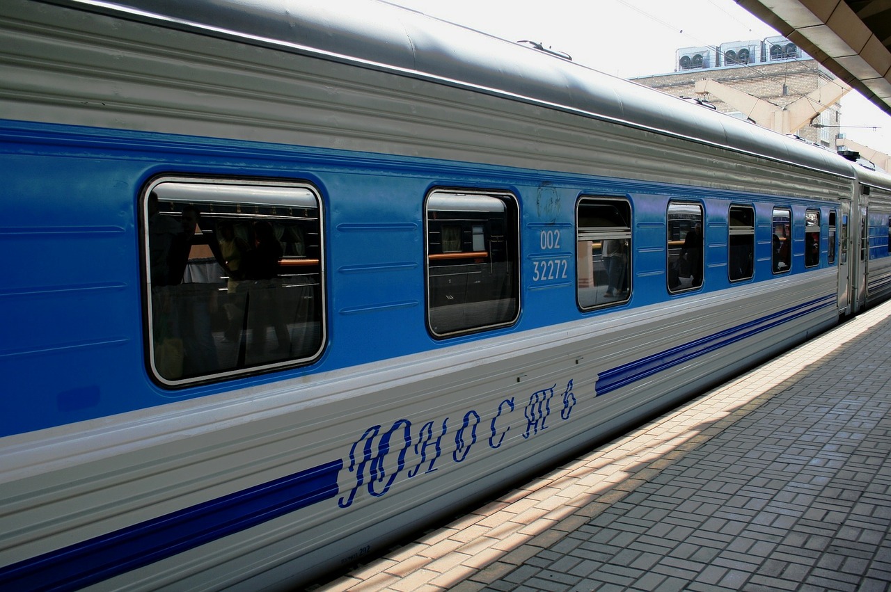 train bright blue and silver russian free photo