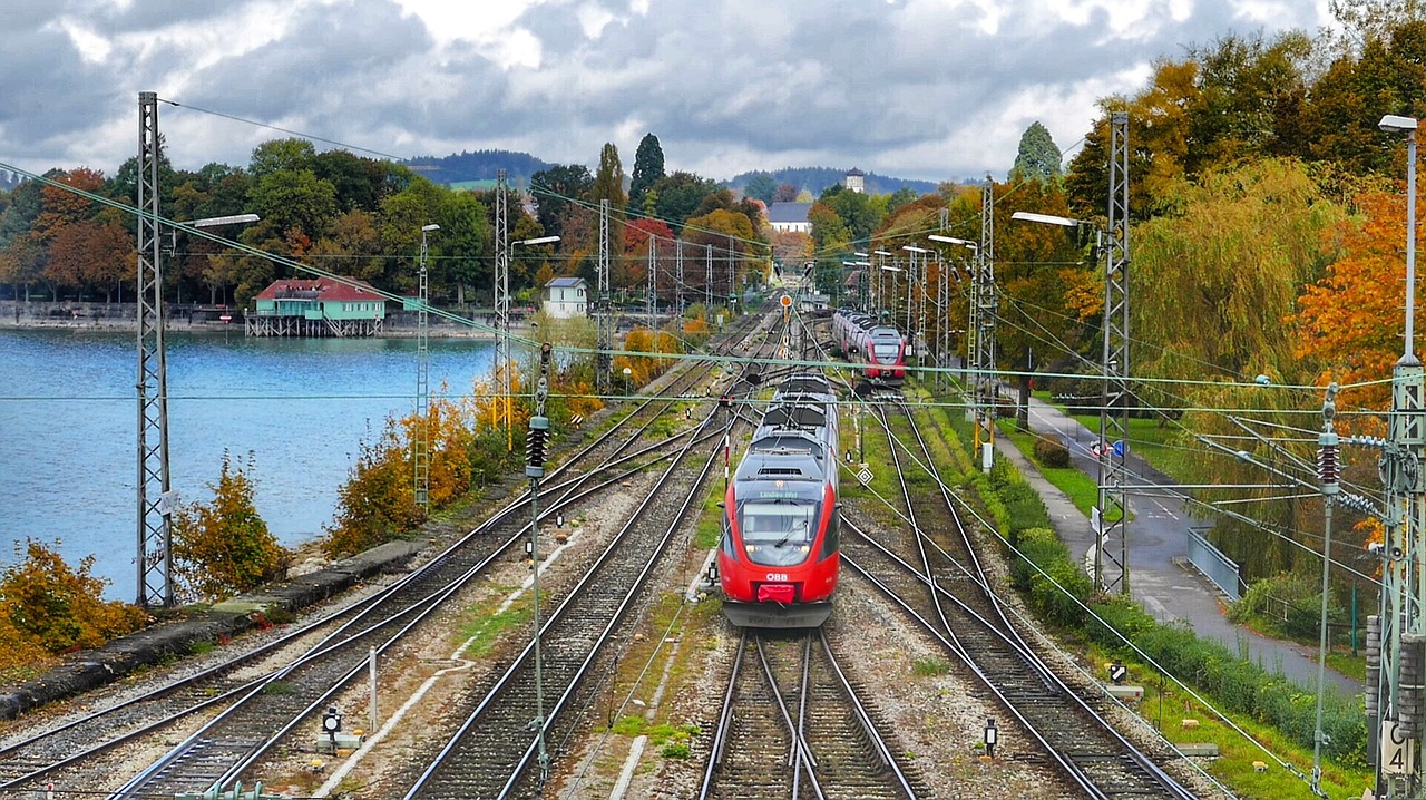 train railway line transport system free photo