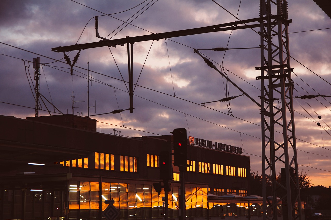 train  sunset  berlin free photo