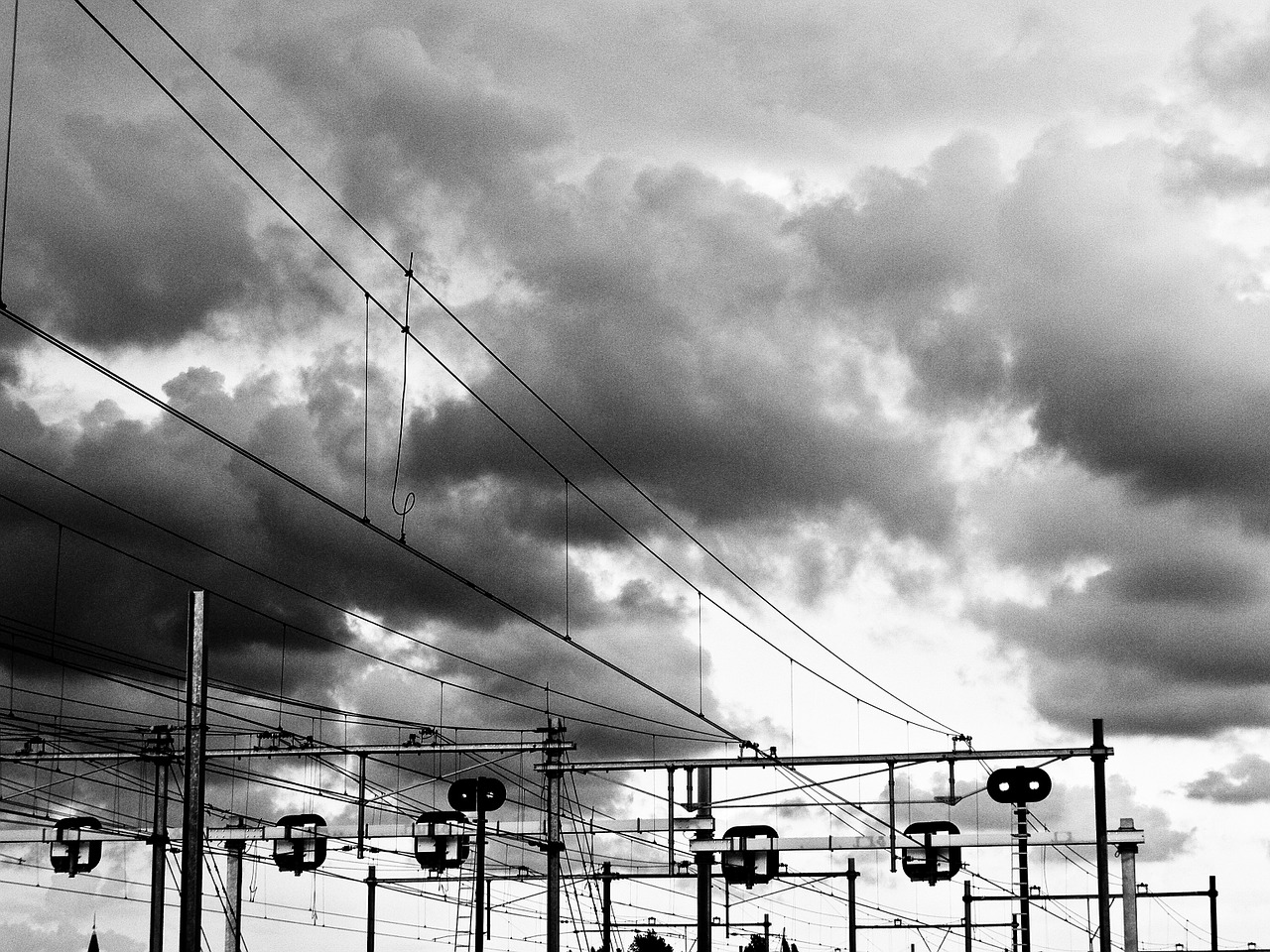 train wires clouds free photo