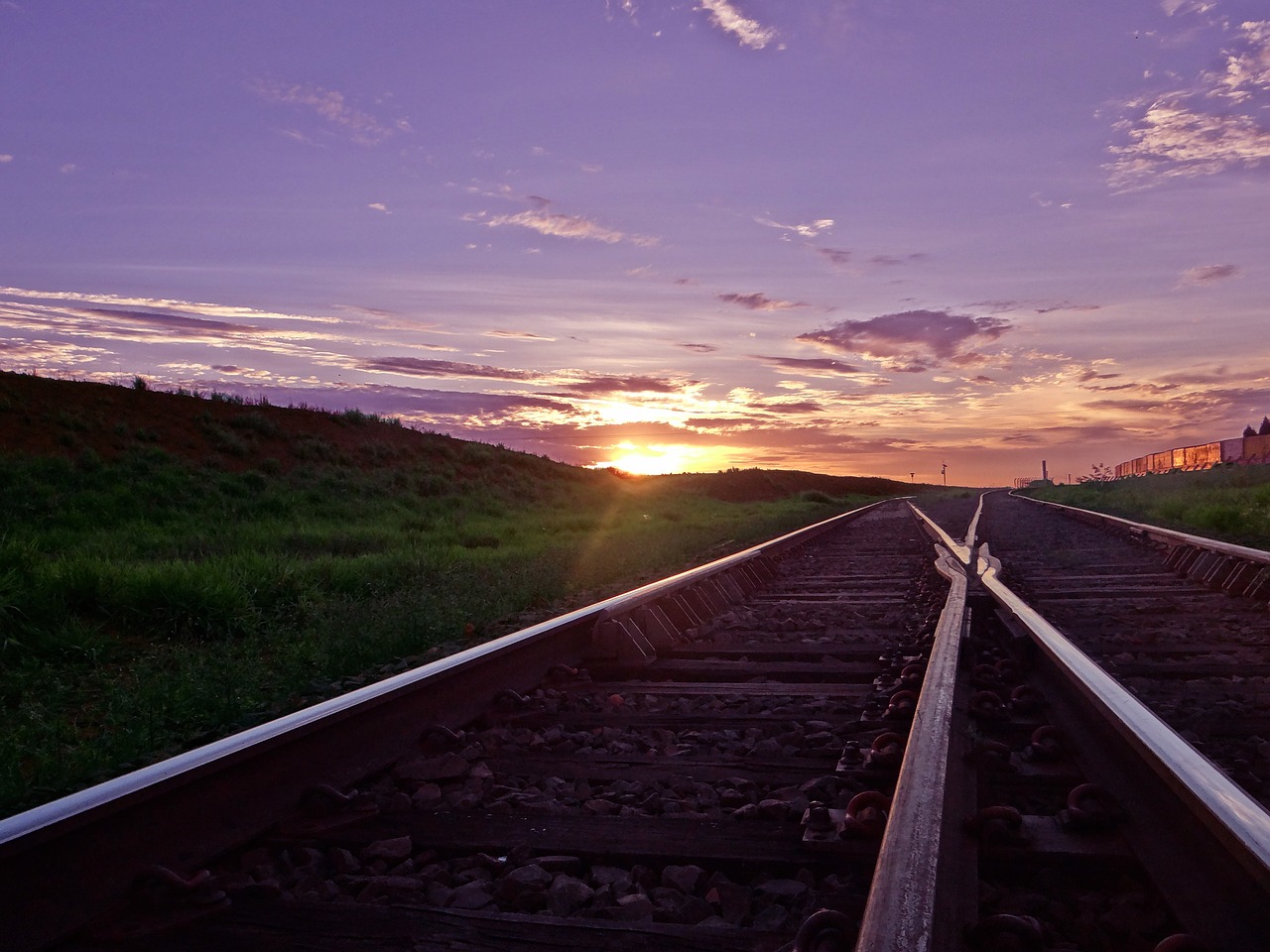 train line sky sunset free photo