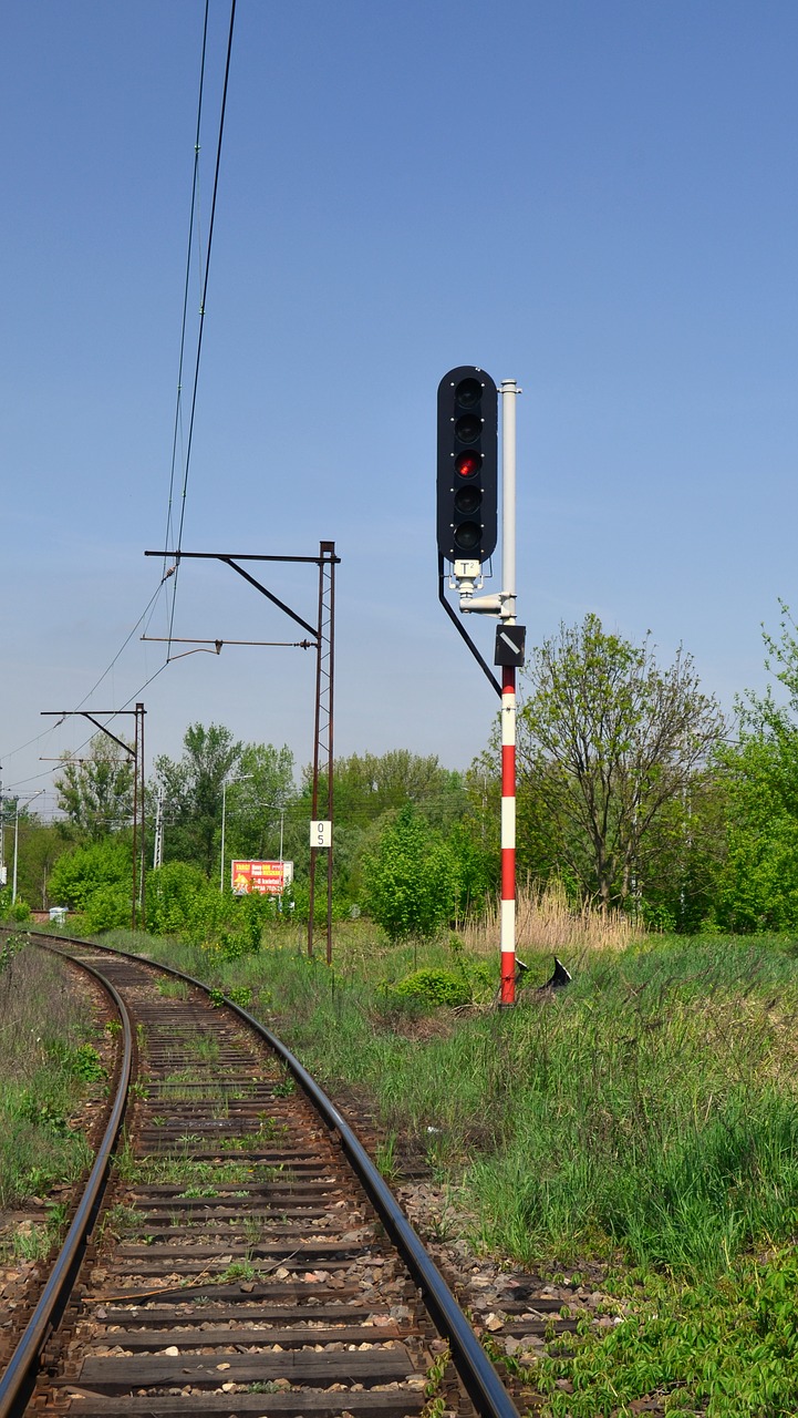 train track  railway line  semaphore free photo