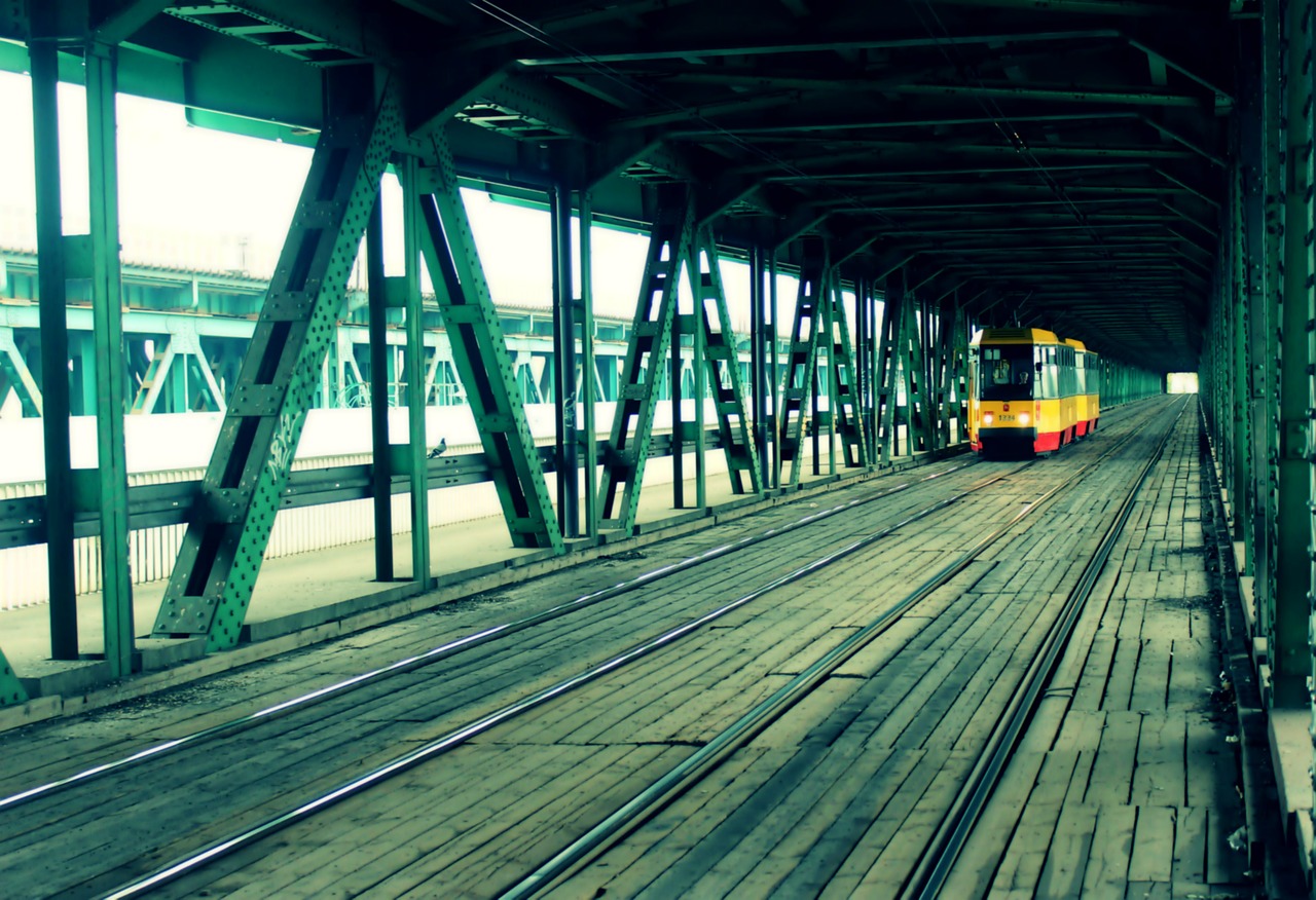 tram train bridge free photo