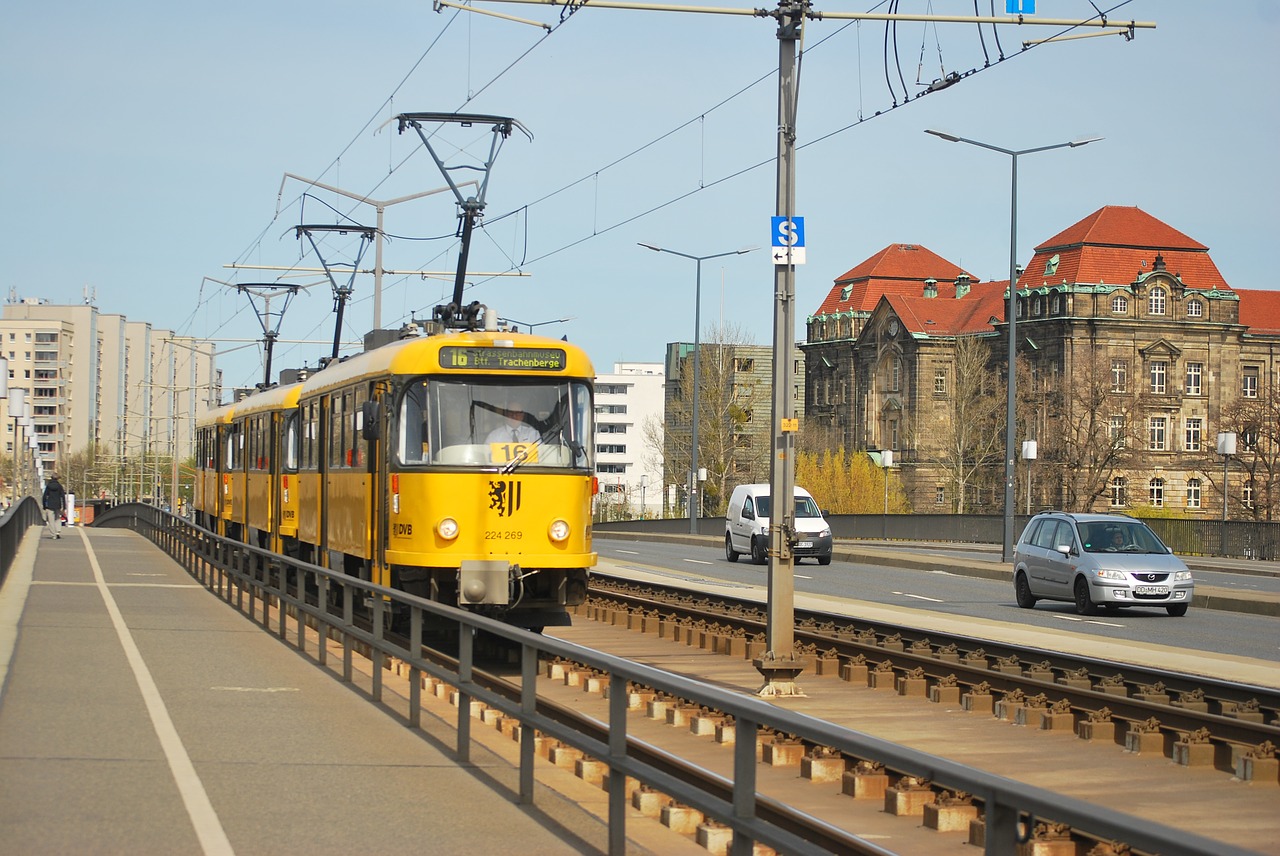 tram dresden carola bridge free photo