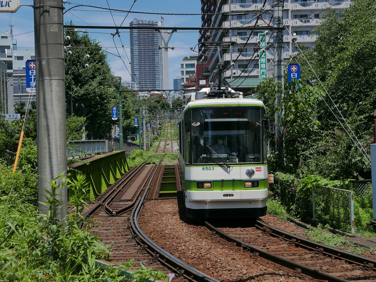 tram train tracks free photo