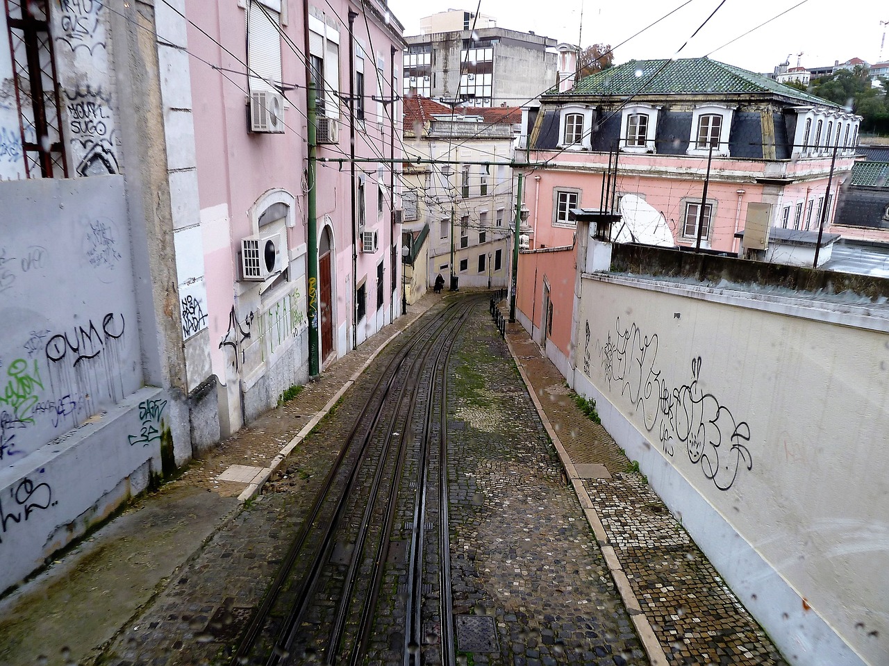 tram tracks rails lisbon free photo
