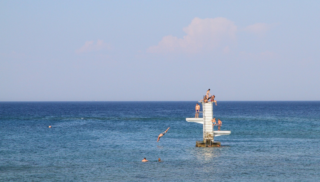 trampoline sea ocean free photo