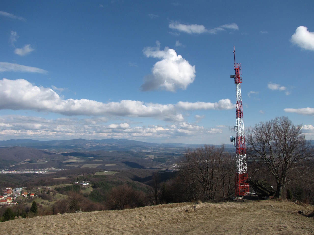 transmitter the clouds blue sky free photo