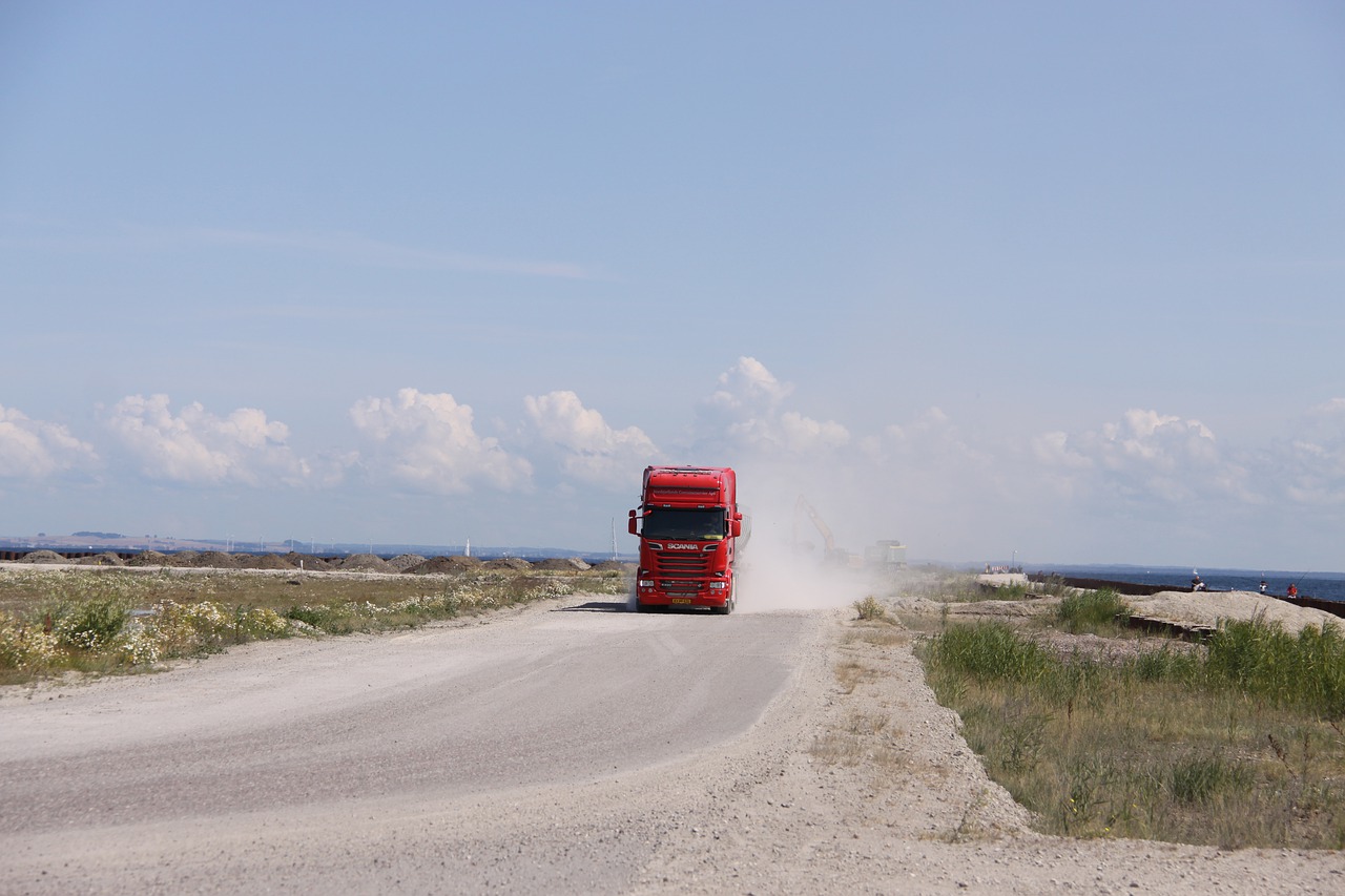 transport  truck  dust cloud free photo