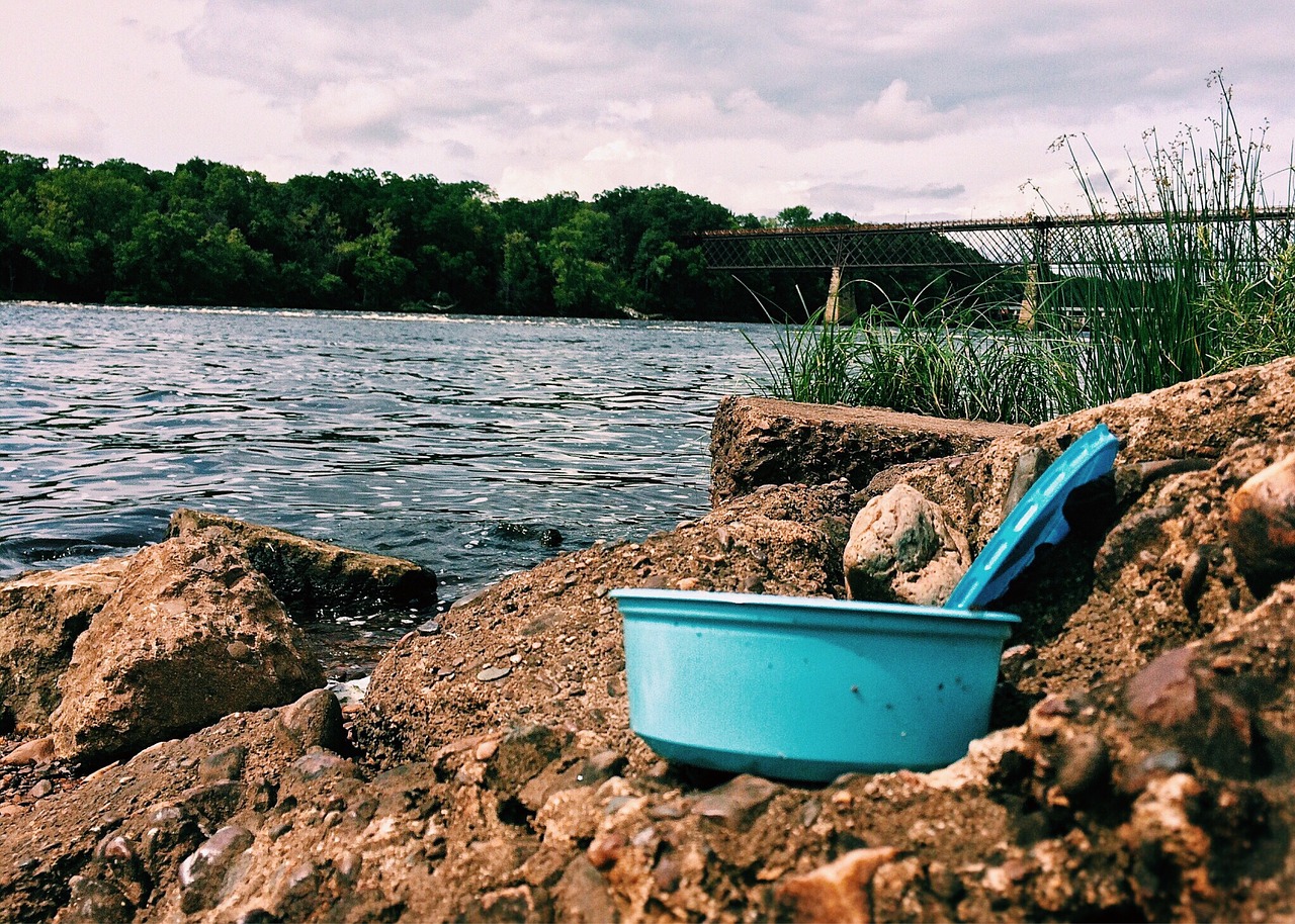 trash litter river free photo