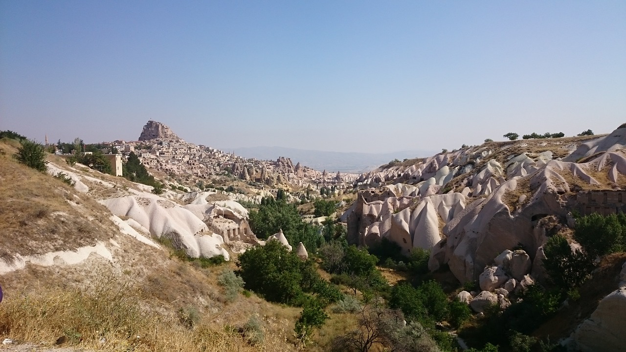 travel panoramic view of cappadocia calcareous formation free photo