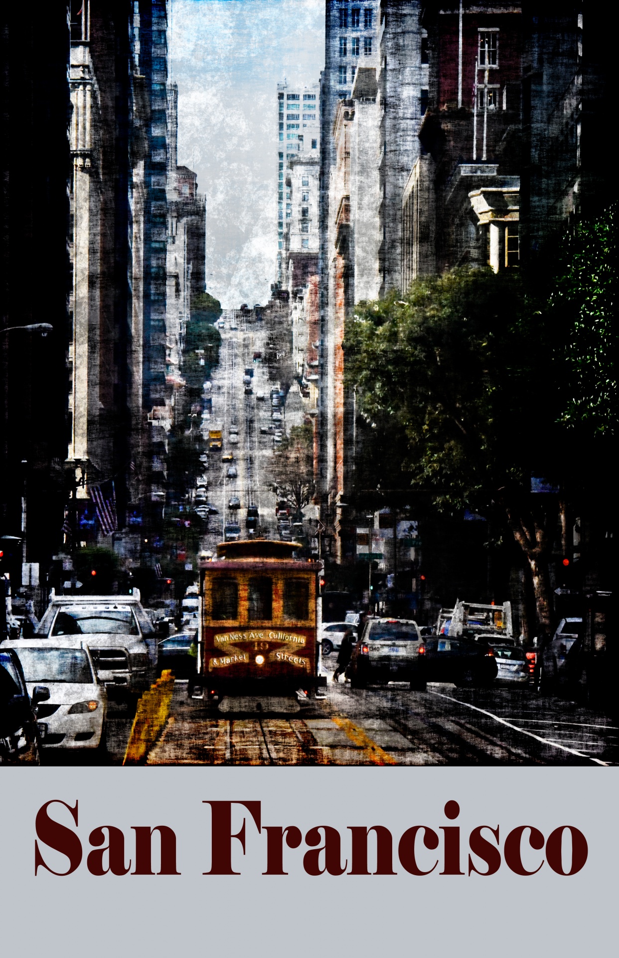 san francisco trolley car travel poster free photo