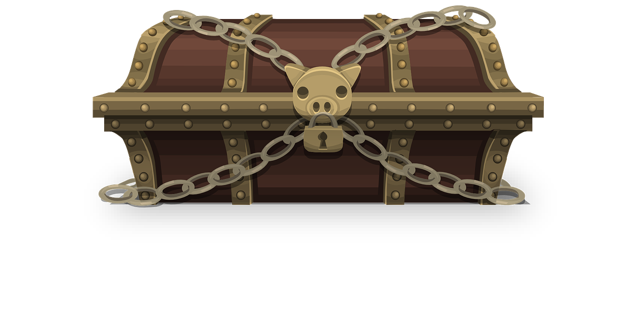Locked pirate treasure chests with golden lock Vector Image