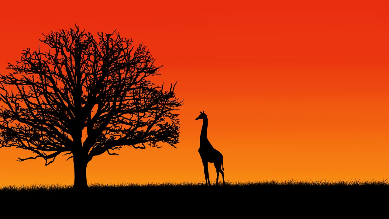 tree giraffe digital painting free photo