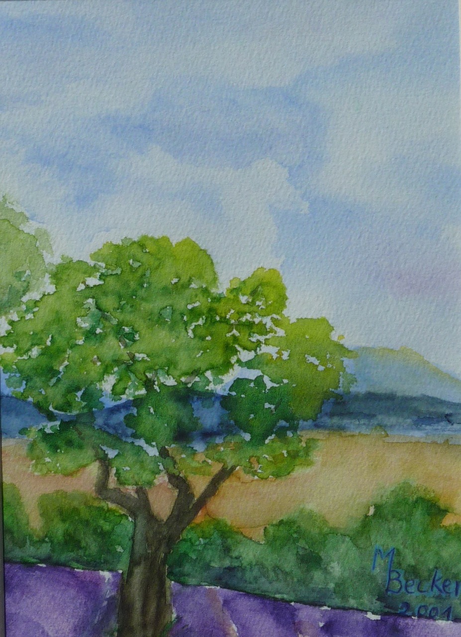 trees landscape painting free photo