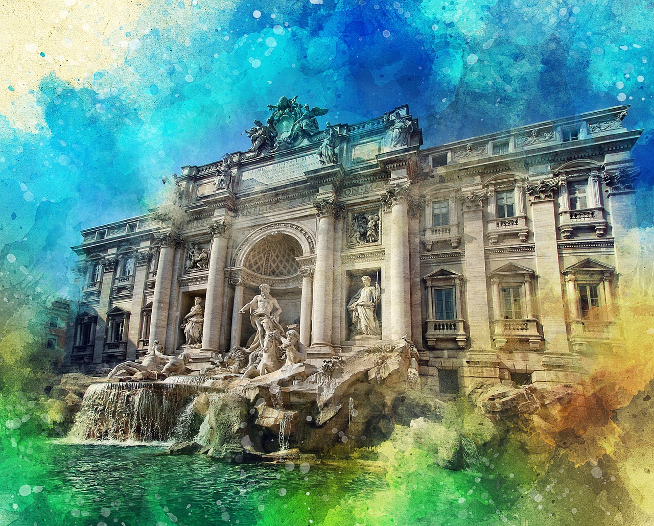 trevi fountain rome free photo