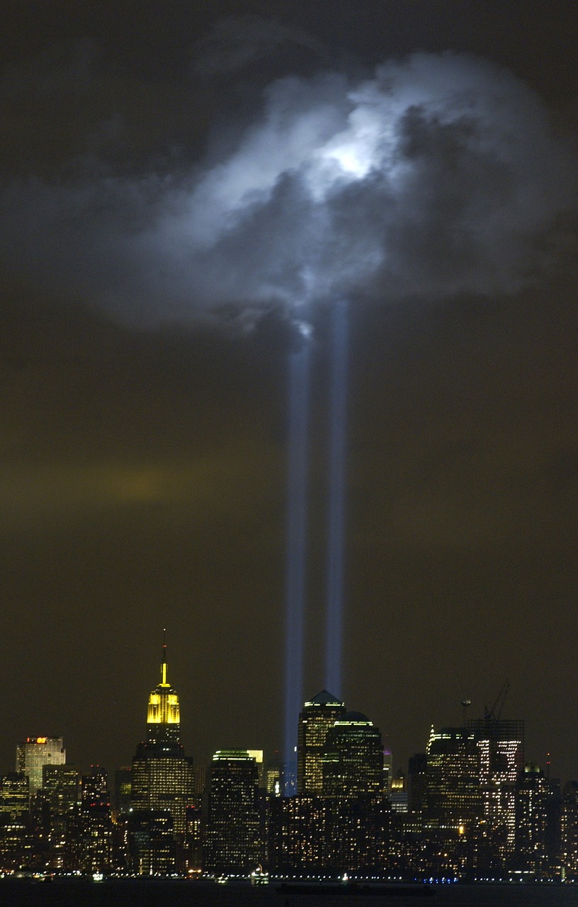 tribute in light memorial new york city manhattan free photo
