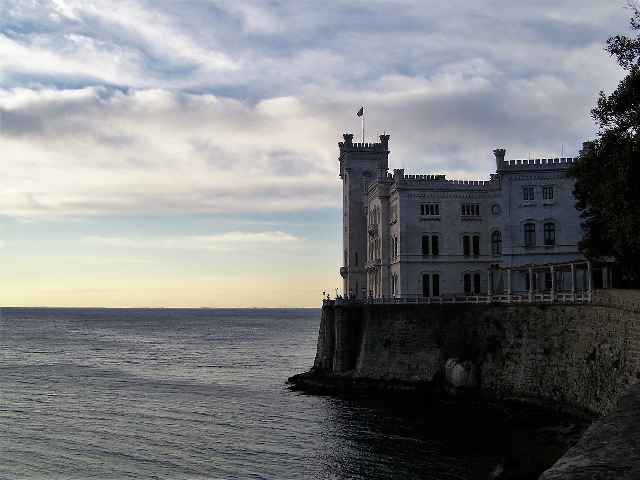 trieste miramare castle sea free photo