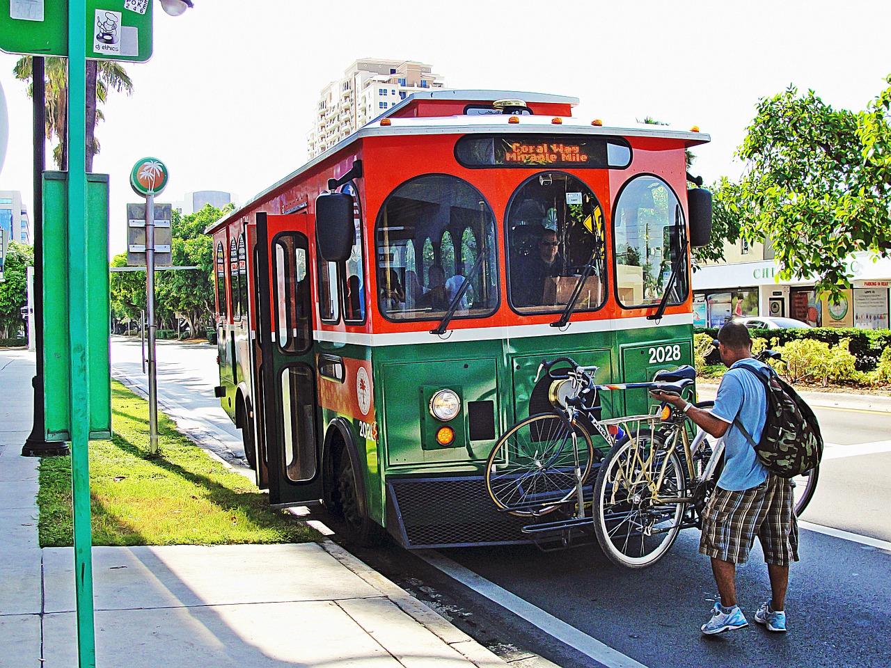 trolley miami tram from coral gables vehicle free photo